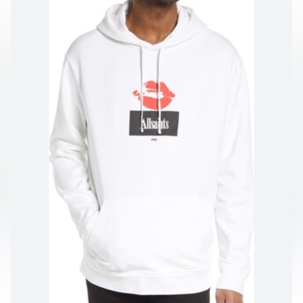 All Saints Kiss OTH White Hoodie Size Medium